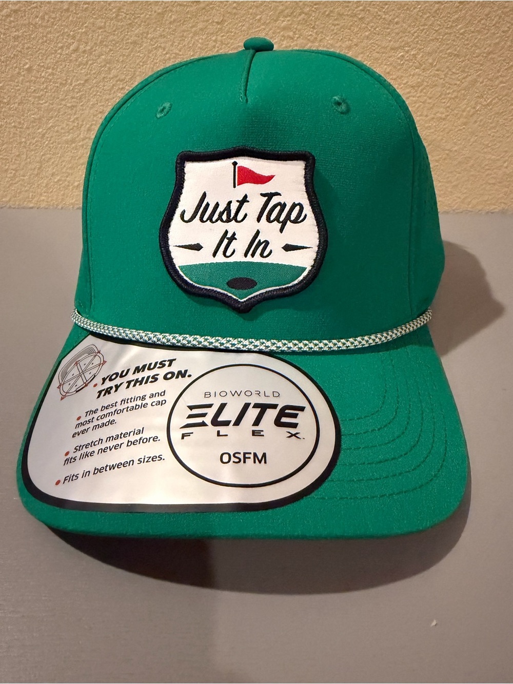 Happy Gilmore Hat Bioworld Elite Flex Snapback Cap Just Tap It In Green Golf NWT